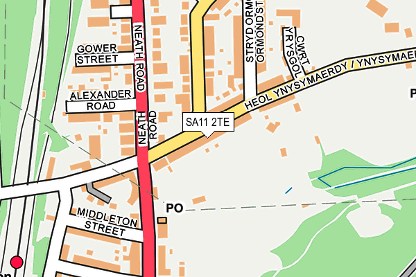 SA11 2TE map - OS OpenMap – Local (Ordnance Survey)