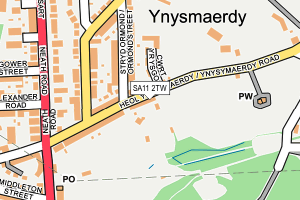 SA11 2TW map - OS OpenMap – Local (Ordnance Survey)