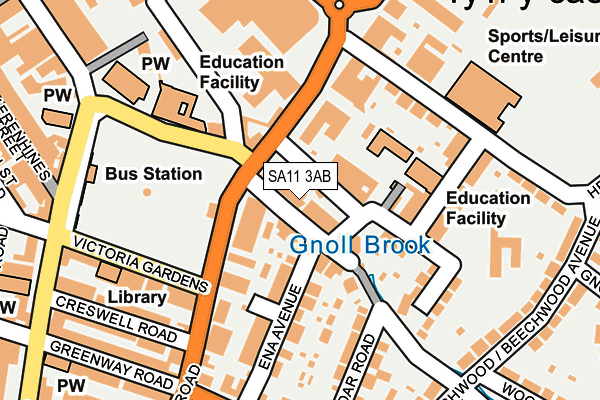 SA11 3AB map - OS OpenMap – Local (Ordnance Survey)