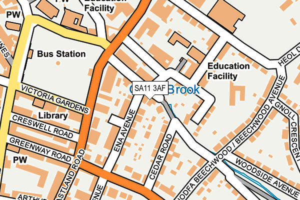 SA11 3AF map - OS OpenMap – Local (Ordnance Survey)