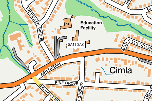 SA11 3AZ map - OS OpenMap – Local (Ordnance Survey)