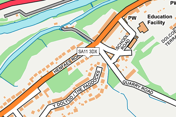 SA11 3DX map - OS OpenMap – Local (Ordnance Survey)
