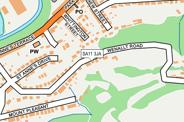 SA11 3JA map - OS OpenMap – Local (Ordnance Survey)