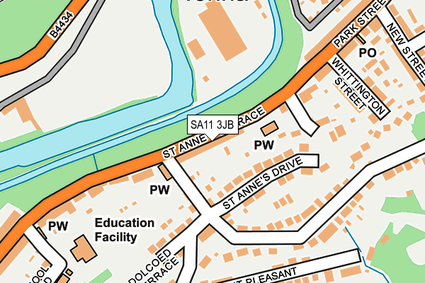 SA11 3JB map - OS OpenMap – Local (Ordnance Survey)