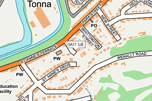 SA11 3JE map - OS OpenMap – Local (Ordnance Survey)