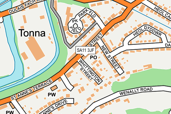 SA11 3JF map - OS OpenMap – Local (Ordnance Survey)