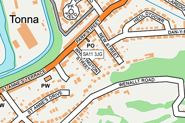 SA11 3JG map - OS OpenMap – Local (Ordnance Survey)