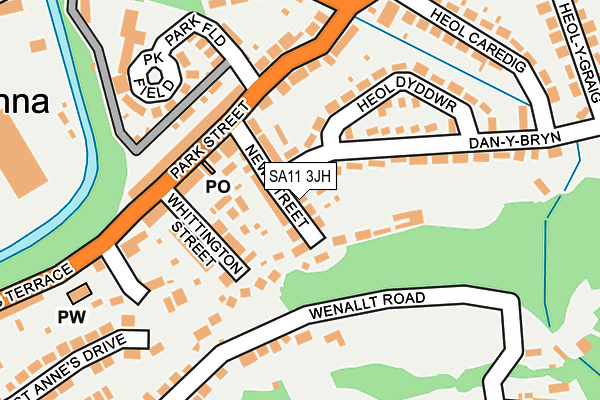 SA11 3JH map - OS OpenMap – Local (Ordnance Survey)