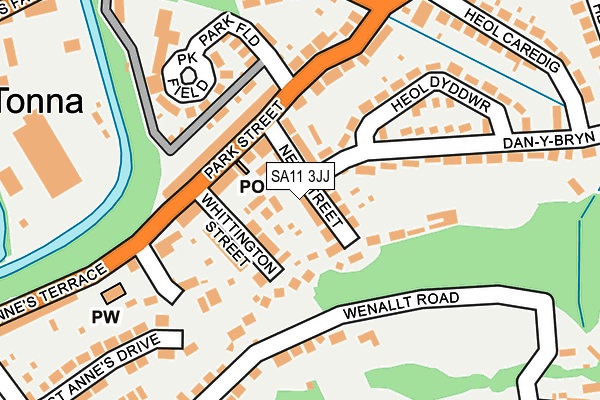SA11 3JJ map - OS OpenMap – Local (Ordnance Survey)