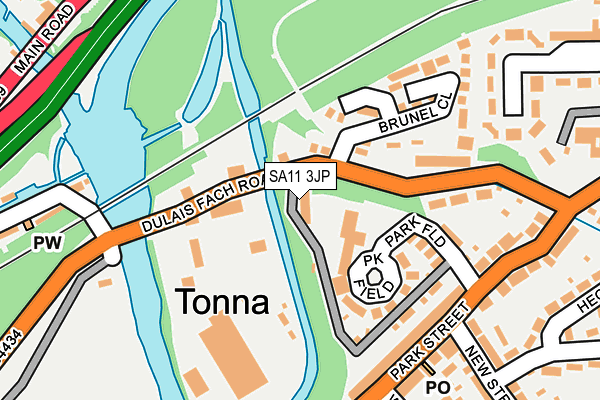 SA11 3JP map - OS OpenMap – Local (Ordnance Survey)