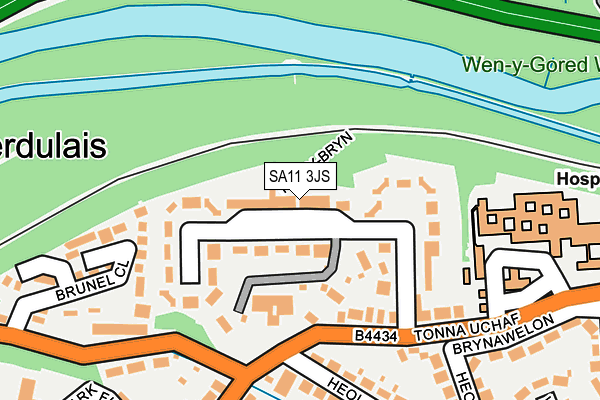 SA11 3JS map - OS OpenMap – Local (Ordnance Survey)
