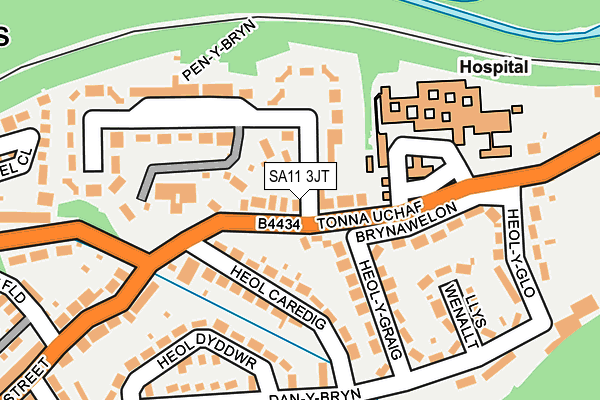 SA11 3JT map - OS OpenMap – Local (Ordnance Survey)