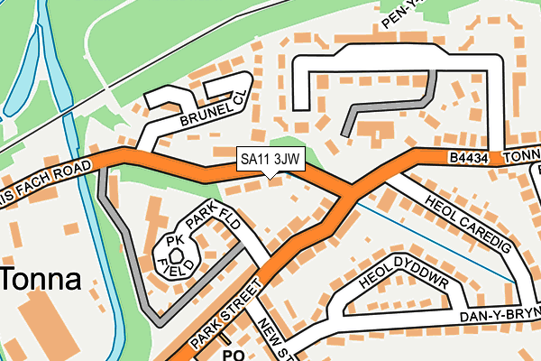 SA11 3JW map - OS OpenMap – Local (Ordnance Survey)