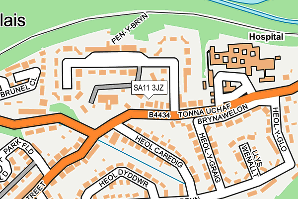 SA11 3JZ map - OS OpenMap – Local (Ordnance Survey)