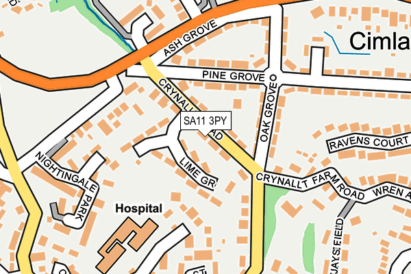 SA11 3PY map - OS OpenMap – Local (Ordnance Survey)