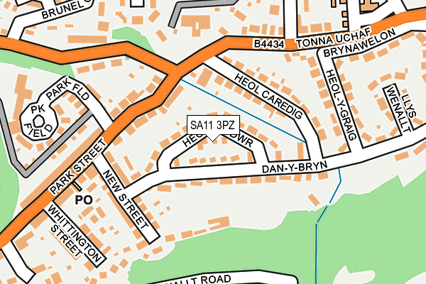 SA11 3PZ map - OS OpenMap – Local (Ordnance Survey)