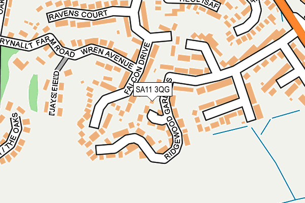 SA11 3QG map - OS OpenMap – Local (Ordnance Survey)