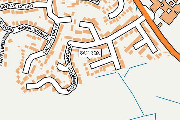SA11 3QX map - OS OpenMap – Local (Ordnance Survey)