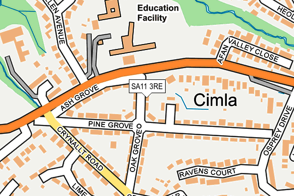 SA11 3RE map - OS OpenMap – Local (Ordnance Survey)