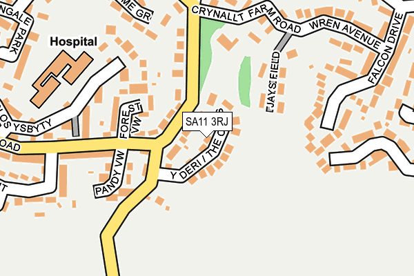 SA11 3RJ map - OS OpenMap – Local (Ordnance Survey)