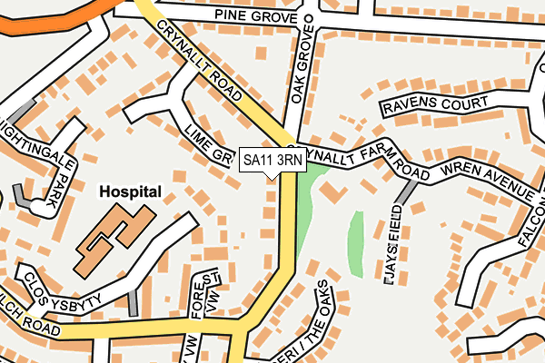 SA11 3RN map - OS OpenMap – Local (Ordnance Survey)