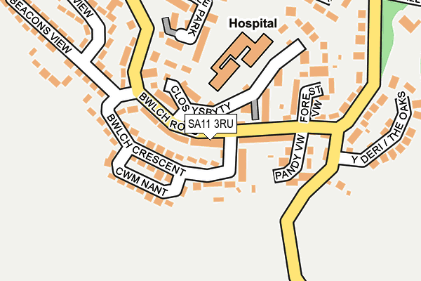 SA11 3RU map - OS OpenMap – Local (Ordnance Survey)
