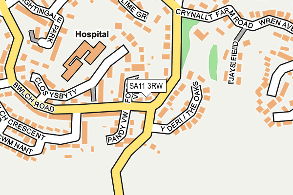 SA11 3RW map - OS OpenMap – Local (Ordnance Survey)