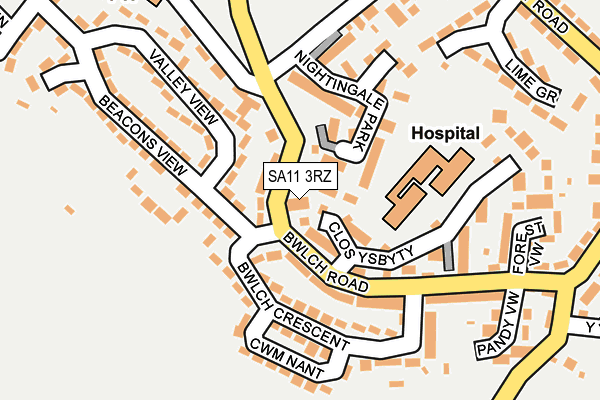 SA11 3RZ map - OS OpenMap – Local (Ordnance Survey)