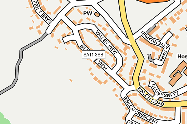 SA11 3SB map - OS OpenMap – Local (Ordnance Survey)