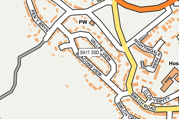 SA11 3SD map - OS OpenMap – Local (Ordnance Survey)