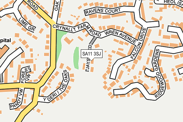 SA11 3SJ map - OS OpenMap – Local (Ordnance Survey)