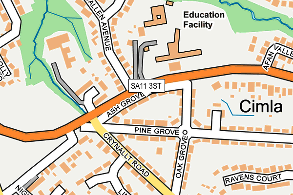 SA11 3ST map - OS OpenMap – Local (Ordnance Survey)