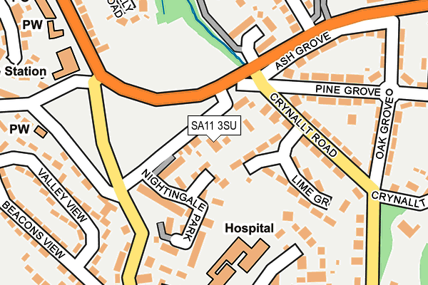 SA11 3SU map - OS OpenMap – Local (Ordnance Survey)