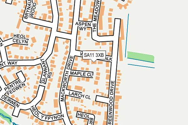 SA11 3XB map - OS OpenMap – Local (Ordnance Survey)