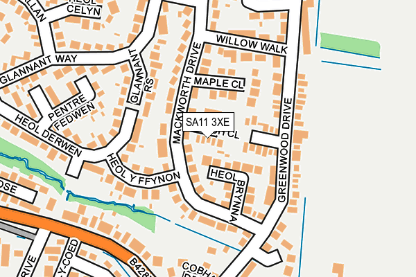 SA11 3XE map - OS OpenMap – Local (Ordnance Survey)