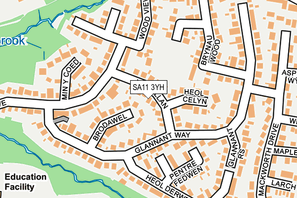 SA11 3YH map - OS OpenMap – Local (Ordnance Survey)