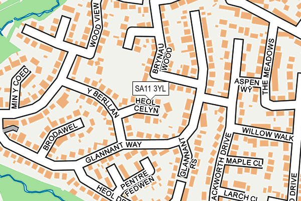 SA11 3YL map - OS OpenMap – Local (Ordnance Survey)