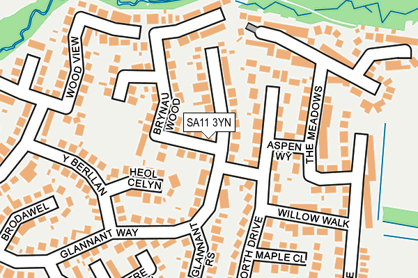 SA11 3YN map - OS OpenMap – Local (Ordnance Survey)