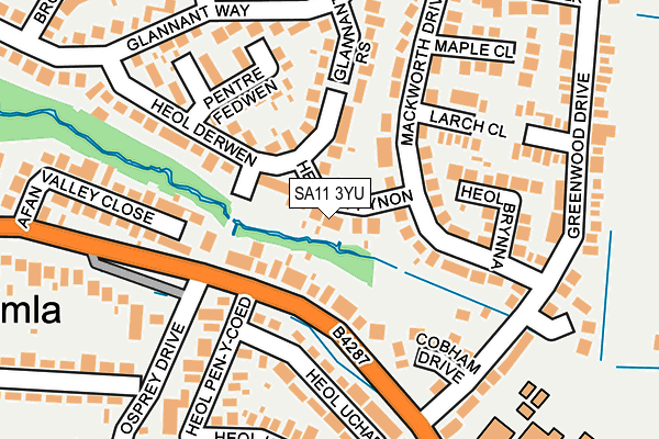 SA11 3YU map - OS OpenMap – Local (Ordnance Survey)