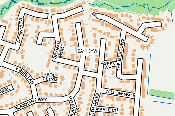 SA11 3YW map - OS OpenMap – Local (Ordnance Survey)