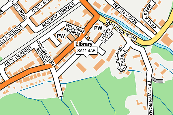 SA11 4AB map - OS OpenMap – Local (Ordnance Survey)
