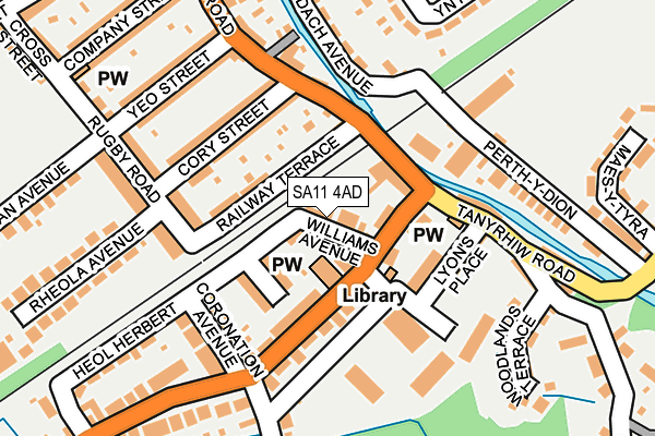 SA11 4AD map - OS OpenMap – Local (Ordnance Survey)