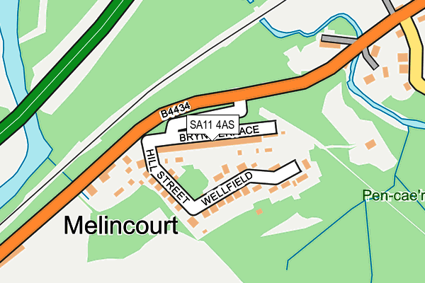 SA11 4AS map - OS OpenMap – Local (Ordnance Survey)