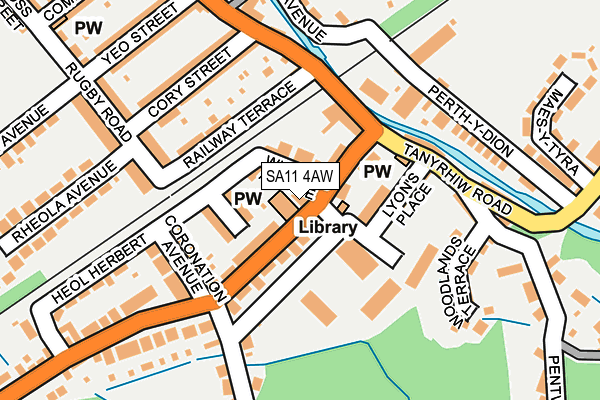 SA11 4AW map - OS OpenMap – Local (Ordnance Survey)