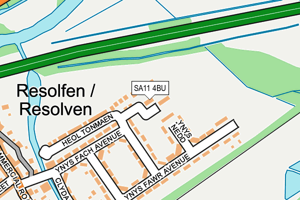 SA11 4BU map - OS OpenMap – Local (Ordnance Survey)