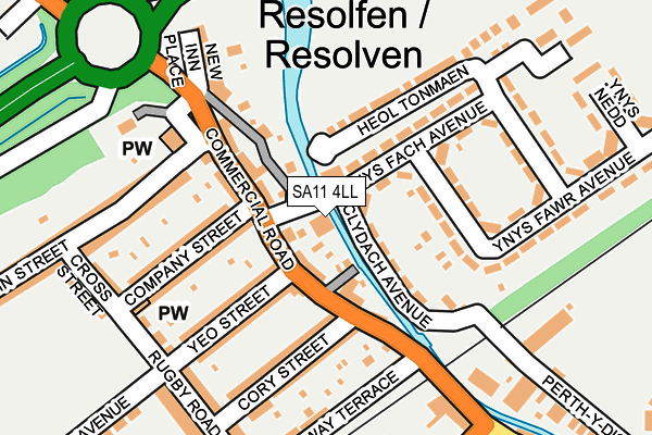 SA11 4LL map - OS OpenMap – Local (Ordnance Survey)