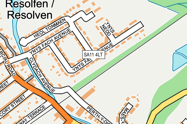 SA11 4LT map - OS OpenMap – Local (Ordnance Survey)