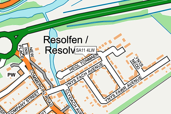 SA11 4LW map - OS OpenMap – Local (Ordnance Survey)