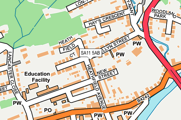 SA11 5AB map - OS OpenMap – Local (Ordnance Survey)