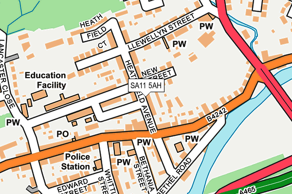 SA11 5AH map - OS OpenMap – Local (Ordnance Survey)